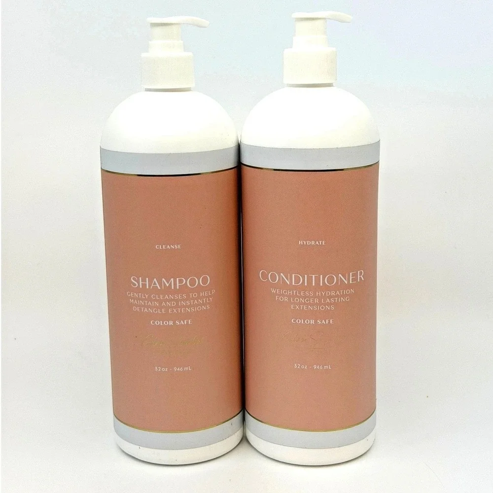 Glam Seamless Hair Extension‎ Shampoo and Conditioner Set 32oz Color Safe Duo